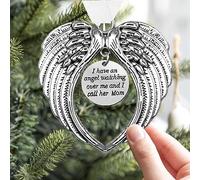LYPER Christmas Memorial Hanging Ornaments Angel Wings, Memory Gifts Pendant I Have a Angel Watching Over Me I Call Her Momr Xmas Tree Hanging Sympathy Gift for Loss of Loved One in Heaven