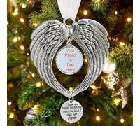 LYPER Christmas Memorial Ornaments, Sympathy Gift with Photo Frame, 'I Have an Angel Watching Over Me', Angel Wings Christmas Tree Hanging Pendant for Loss of Loved One (Sister)