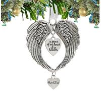LYPER Christmas Ornaments Angel Wings, A Piece of My Heart is in Heaven Ornament for Christmas Tree -Remembrance Lost Loved Ones Ornament Keepsake Gift (mum&dad)