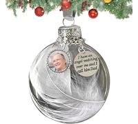 LYPER Christmas Tree Memorial Feather Ball Ornament With Mini Photo Frame Pendant, Clear Family Hanging Decor Fillable Ornaments, 2024 Gift for Dad