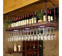 LYPGA Wine Glass Holder Upside down wine rack Simple style Iron hanging wine glass rack Ceiling Decoration Shelf For bars,restaurants,kitchens (color : Bronze, Size : 120 * 35cm)