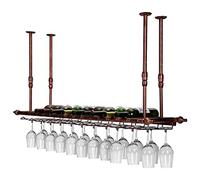 LYPGA Wine Glass Rack, Hanging Wine Bottle Holder, Vintage Ceiling Decoration - Adjustable Height & Width, For Kitchen & Bars - Fixings Included (Bronze, 60cm x 30cm)