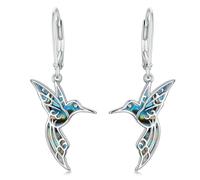 Lypic 925 Sterling Silver Black Cat Hummingbird Corgi Fox Dragonfly Celtic Moonstone Crescent Stone Animal Dangle Earrings Christmas Ornaments Gifts, Base, Abalone