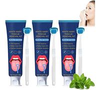 LYPOCS White Hairy Tongue Removal Kit, 2023 Canada Tongue Scraper Cleaner Kit, Oral Hygiene Brush & Tongue Cleansing Gel (3 Pcs)