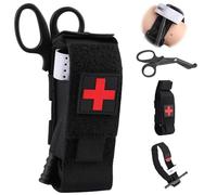 LYPPUL 3pcs Tourniquet Kit, Tactical Emergency Strap, First Aid Combat Trauma Kit, Includes Tourniquet, Medic Shears, Molle Tourniquet Holder Pouch, for Hiking Camping Travel Home Outdoor Sports