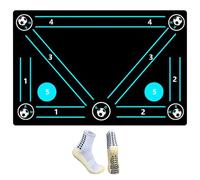 LYPPUL Football Training Mat, Football Footstep Training Mat, 90 x 60cm Soccer Trainings Mats with Anti Slip Socks, Footballs Skill Mats, Gifts for Boys, Kids, Girls & Him