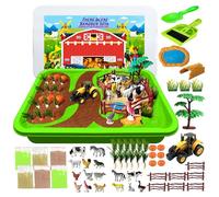 LYPPUL Magic Play Sand Set,Play Sand Farm Animal Toys,Farm Sensory Bin, Farm Toy and Tractor Truck Playset,Sensory Sandbox with Cover for Boy Girl