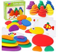 LYPPUL Montessori Toys for 3 4 5 Year Old Kids Toddlers, Puzzles Jigsaw for Boy Girl Age 3, Imitation Pebble Stacking Education Toy for 3-6 Year Old Kids