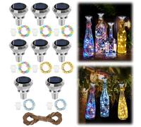 LYPPUL Pack of 8 Solar Bottle Lights, 2 m 20 LED Bottle Lights Corks | Solar Diamond Bottle Lights, Outdoor LED Cork Wine Bottle Light Chain for Bottle Party Christmas Indoor Lighting Decoration