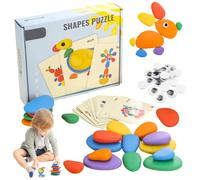 LYPPUL Puzzles Jigsaw for Boy Girl, Imitation Pebble Stacking Education Toy, Sorting and Stacking Stones, Rainbow Pebbles Activity Set for Kids Early Maths Resource
