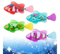 LYPPUL Robot Fish, Pack of 4 Electronic Pet Fish, Electric Fish with Luminous, Robo Fish Cat Toy, Cat Toy, Battery Operated, Robot Fish for Cat Pool Bathtub