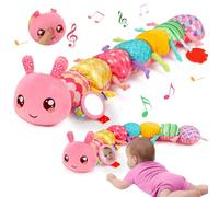 Lypsochaat Baby Toys 0 3 6 9 12 Months New Born Baby Boy Girl Gifts, Caterpillar Sensory Musical Toys for 0-6 6-12 Months Old Babies, Tummy Time Toys Newborn Essentials (Pink)