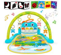 Lypsochaat Dinosaur Baby Play Mat, Black and White High Contrast Sensory Toys 0-3 0-6 Months, Kick Piano, Rattles, Baby Activity Center, Tummy Time, Montessori Toys for Boys & Girls