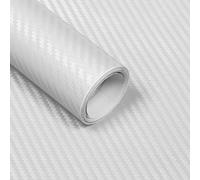 Lypumso 3D White Carbon Fiber Vinyl Wrap, Car Wrap Film Roll with Air-Release Technology, Auto Decal Exterior and Interior Wrapping Film, Vehicle Self Adhesive Sticker (1FT x 10FT) (BAYDE803-08)