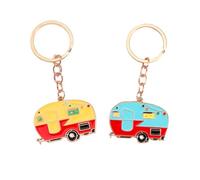 Lyqaq 2 Pieces Camper Keychains - Vintage RV Keyrings for Travel Trailers & Caravans,Cute Camping Souvenirs & Practical Accessories (Retro Design)