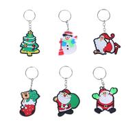 Lyqaq 36 Pcs Christmas Keyrings - Mini Bulk Xmas Tree Cute Keychains Pendant Small Plastic Cartoon Santa Claus Snowman Toys Decoration for Kids Christmas Gifts & Prizes