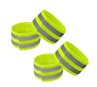 Lyqaq 4Pcs Reflective Running Armbands & Hi-Vis Snap Bands - High Visibility Safety Arm Bands for Women & Men, Reflective Wrist/Ankle Running Accessories for Cycling (Green)