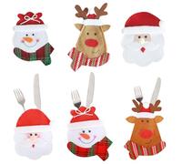 Lyqaq 6PCS Mini Santa Hats Christmas Cutlery Holders Red Santa Claus Hat Christmas Silverware Holders Card Santa Hats Plush Tiny Hat Wine Bottle Cap for Christmas Dinner Table Decorations