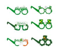 Lyqaq 6PCS St Patricks Day Shamrock Glasses, Irish Green Clover Photo Props Shamrock Eyeglasses, St. Patrick's Day Eyewear Costume Decoration for Adults Party Supplies