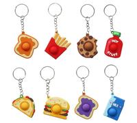 Lyqaq 8 PCS Fidget Keyring,Snack Mini Pop it Keychain,Cute Keychain Kids Keyrings for Stress and Anxiety Relief Sensory Toy Gifts,Kids Christmas Party Bag Stocking Fillers Keyrings for Crafts