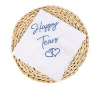 Lyqaq Something Blue for Bride, Embroidered White Cotton Handkerchief with Lace Edges, Wedding Hankie Sentimental Keepsake, Mother & Father of the Bride Gifts, Bridal Shower Gift, 30x30cm