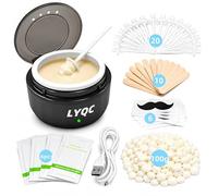 LYQC Nose Wax Kit Men, Mini Wax Warmer for Nose Eyebrow Ear Hair Removal, waxing kit with USB Fast Heat，including 100g Beads & 30 Sticks，Portable wax machine, suitable for home travel use - black
