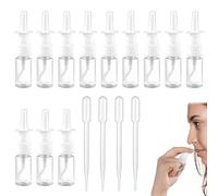 LYQNIHOB Pack of 12 Empty Nasal Spray Bottle, 10 ml, Refillable Atomiser Spray Bottle, Plastic Nose Atomiser, Fine Spray Mist Nose Spray Bottle, with 4 Droppers Fine Spray Mist (Transparent)