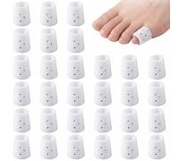 LYQNIHOB Toe Caps, Pack of 30 Silicone Toe Protectors, Breathable Toe Protectors, Silicone Small Toe, Soft Toe Cuffs, Toe Cap for Toes, Blisters, Ingrown Toenails, Corns (White)