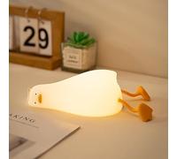 LYQTloml Lying Flat Duck Night Light, LED Squishy Duck Lamp, Cute Light Up Duck, Silicone Dimmable Nursery Nightlight, Rechargeable Bedside Touch Lamp for Breastfeeding, Finn The Duck