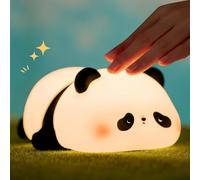 LYQTloml Lying Flat Panda Night Light, LED Squishy lamp, Cute Light Up Panda, Silicone Dimmable Nursery Nightlight, Rechargeable Bedside Touch Lamp for Breastfeeding