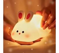 LYQTloml Lying Flat Rabbit Night Light, LED Squishy Buuny Rabbit, Cute Light Up Rabbit, Silicone Dimmable Nursery Nightlight, Rechargeable Bedside Touch Lamp for Breastfeeding, Finn The Rabbit