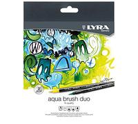LYRA Aqua Brush Duo, Fine Art Brush Marker Set, Dual Tip, 24 Assorted Colours, Water Soluble Pens, Ideal for Professionals & Students