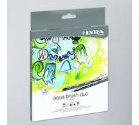 LYRA Aqua Brush Duo, Fine Art Brush Marker Set, Dual Tip, 36 Assorted Colours, Water Soluble Pens, For Professionals & Students