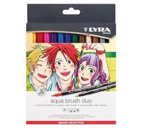 LYRA Aqua Brush Duo, Fine Art Brush Marker Set, Dual Tip, 12 Assorted Colours, Water Soluble Pens, Ideal for Professionals & Students