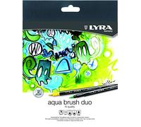 LYRA Aqua Brush Duo, Fine Art Brush Marker Set, Dual Tip, 36 Assorted Colours, Water Soluble Pens, For Professionals & Students