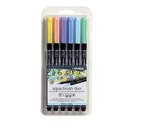 LYRA Aqua Brush Duo, Fine Art Brush Marker Set, Dual Tip, 6 Assorted Pastel Tone Colours, Water Soluble Pens, For Professionals & Students