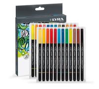LYRA Aqua Brush Duo, Fine Art Brush Marker Set, Dual Tip, 24 Assorted Colours, Water Soluble Pens, Ideal for Professionals & Students