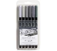 LYRA AQUA BRUSH DUO 6 GREY TONES SET, Assorted