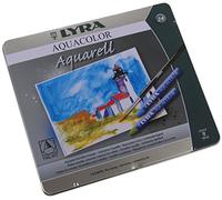 LYRA Aquacolor Fine Art Water-Soluble Wax Pastel Set, 24 Assorted Colours with 1 Brush, Ideal for Professionals & Students