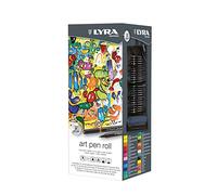 LYRA Art Pen, Fine Art Marker Set, 24 Assorted Colours, Fibre Tip Pen, Roll Case, Ideal for Professionals & Students
