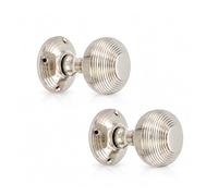 LYRA Beehive Reeded 55mm Modern Polished Nickel Mortice Door Knobs Set | Durable Traditional Style Solid Brass Door Pull Passage Handles Suitable for Interior & Exterior Wooden Front Door Hardware
