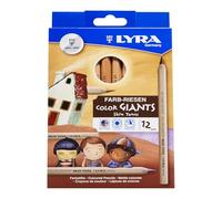 LYRA Color Giants Chunky Wooden Coloured Pencils, Hexagonal, 6.3mm Lead, 12 Assorted Colours, Ideal for Children and Schools