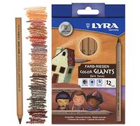 LYRA Color Giants Chunky Wooden Coloured Pencils, Hexagonal, 6.3mm Lead, 12 Assorted Colours, Ideal for Children and Schools