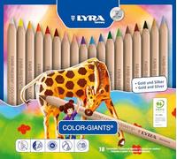 LYRA Color Giants Chunky Wooden Coloured Pencils, Hexagonal, 6.3mm Lead, 18 Assorted Colours, For Children and Schools