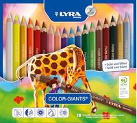 LYRA Color Giants Wooden Large Colouring Pencils, 18 Assorted Colours, Ideal for Children & Schools