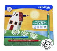LYRA Color Giants Wooden Large Colouring Pencils, 18 Assorted Colours, Ideal for Children & Schools