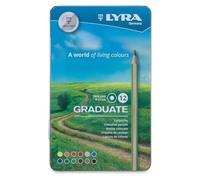 LYRA Graduate Colouring Pencils, 3.8mm Thick Lead, 12 Assorted Colours, Technical & Artistic Drawing, Tin Box, Ideal for Student Artists & Schools