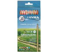 LYRA Graduate Colouring Pencils, 3.8mm Thick Lead, 12 Assorted Colours, Technical & Artistic Drawing, Cardboard Box, Ideal for Student Artists & Schools