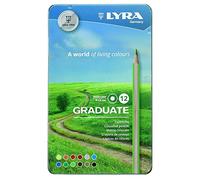LYRA Graduate Colouring Pencils, 3.8mm Thick Lead, 12 Assorted Colours, Technical & Artistic Drawing, Tin Box, Ideal for Student Artists & Schools