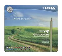 LYRA Graduate Colouring Pencils, 3.8mm Thick Lead, 24 Assorted Colours, Technical & Artistic Drawing, Tin Box, Ideal for Student Artists & Schools